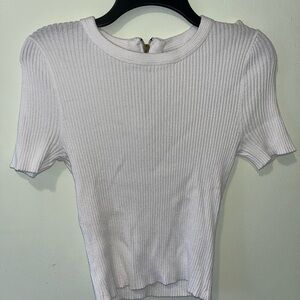 White Ribbed Women's Top